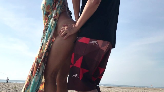 Real Amateur Public Standing Sex Risky on the Beach !!! People walking near Brazilian Porn